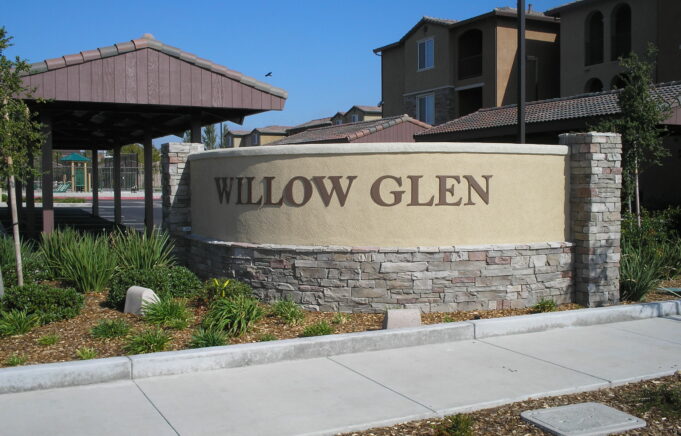 Property sign and property building exterior