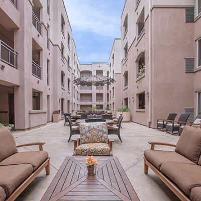 Property courtyard with seating